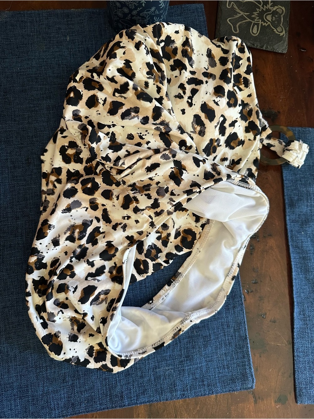 Nip Tuck Snow Leopard One-Shoulder Flattering Swimsuit M 8 - Picture 6 of 6